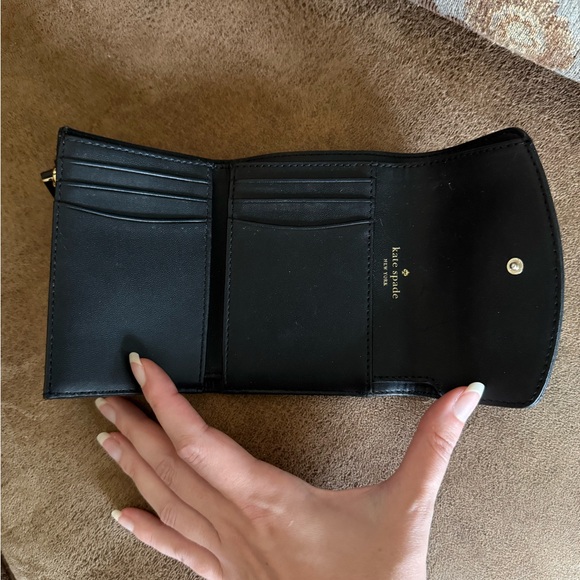 Kate Spade Tri Fold Black Leather Wallet - Picture 3 of 7